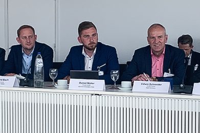 Fünf Vogelsberger Bürgermeister in Brüssel (v. l. n. r.): Dieter Schäfer, Leopold Bach, Daniel Müller, Edwin Schneider und Andreas Fey. Foto: privat