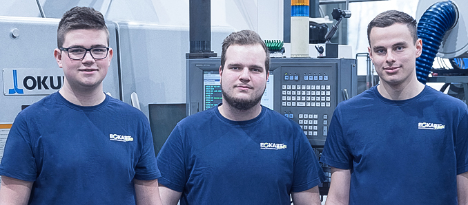 Sie haben wegen guter Leistungen ihre Ausbildung bei Eckart verkürzt (von links): Sander Leitschuh, Moritz Alt und Laurin Wissenbach. Foto: Eckart Hydraulik