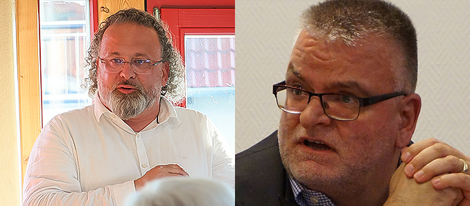 Amtsinhaber Johannes Rothmund und Herausforderer Lutz Köhler (v. l.).